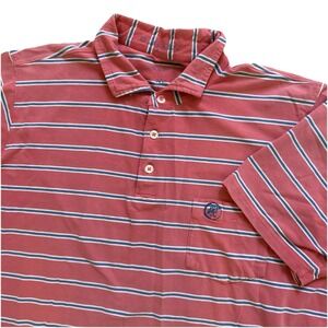 B Draddy Pink Striped Polo Shirt Men's‎ Size Medium Pima Cotton